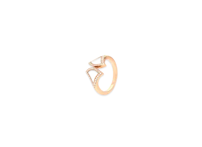 BVLGARI Divas' Dream Ring With Pave Diamonds and Mother of Pearl "Pink Gold"