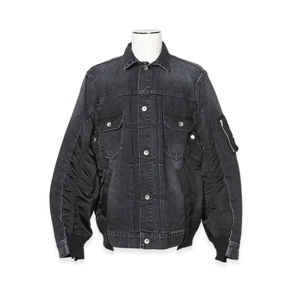 sacai Denim x Nylon Twill Jacket "Black"