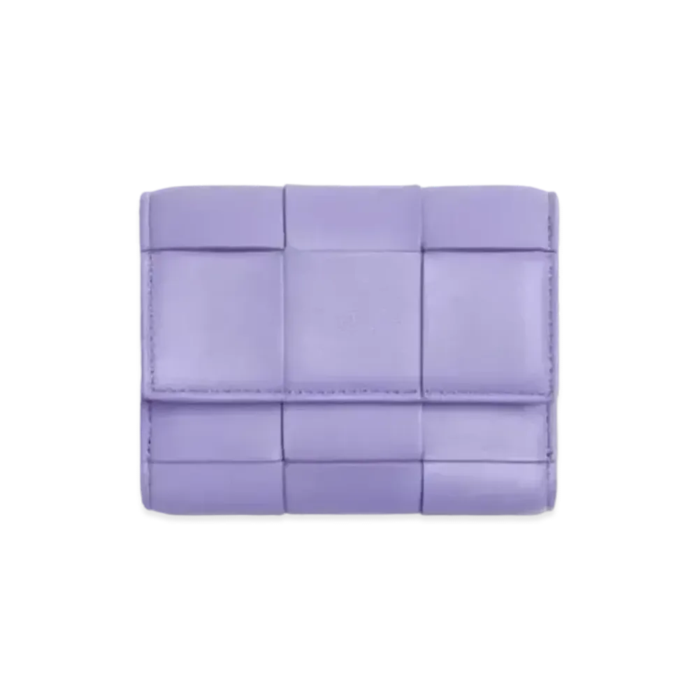 Bottega Veneta Casette Maxi Intrecciato Lambski Zip Trifold Wallet "Wisteria"