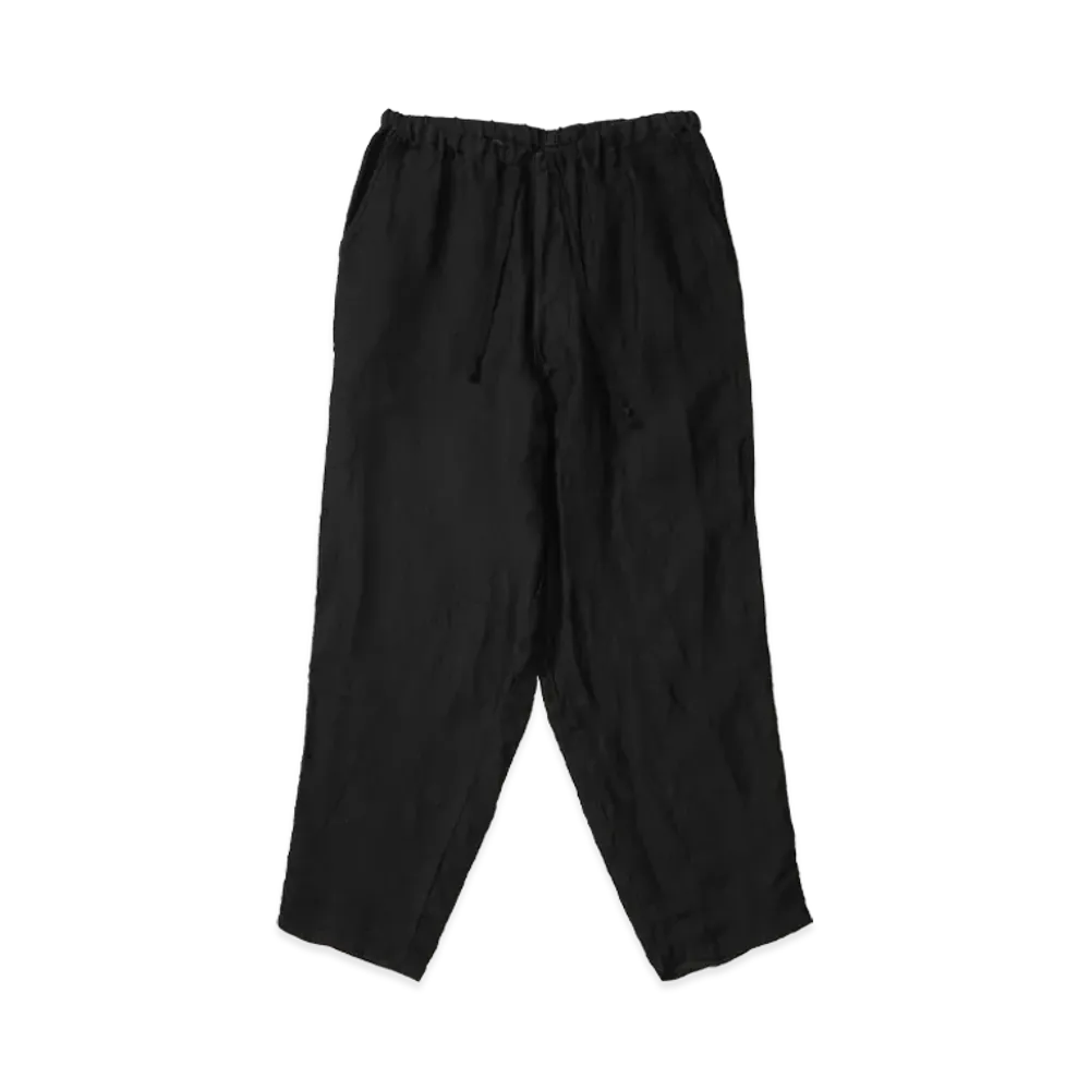 COMOLI Linen Satin Drawstring Pants "Black"