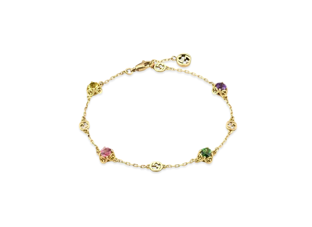 GUCCI Interlocking G Bracelet With Gemstones