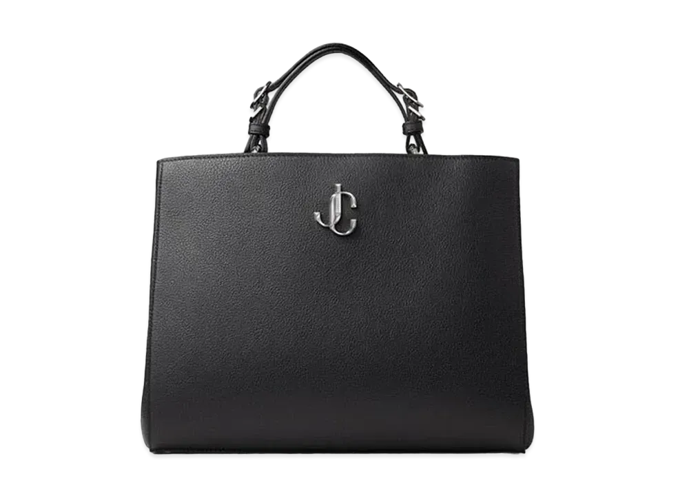 Jimmy Choo Varenne Top Handle L City Grainy Calf Leather Large Top Handle Handbag "Black"
