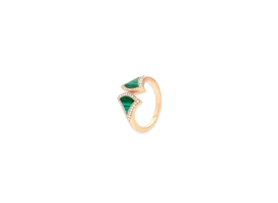 BVLGARI Divas' Dream Ring With Pave Diamonds "Pink Gold/Green"