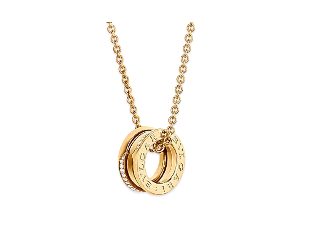 BVLGARI B.Zero1 Necklace 18K Demi Pave Diamond "Yellow Gold"