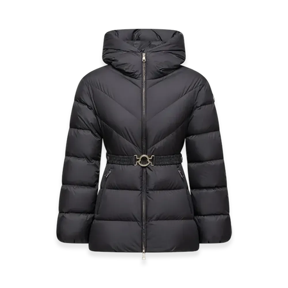 MONCLER Brosse Diagonal-Quilted Hooded Short Down Jacket "Black"