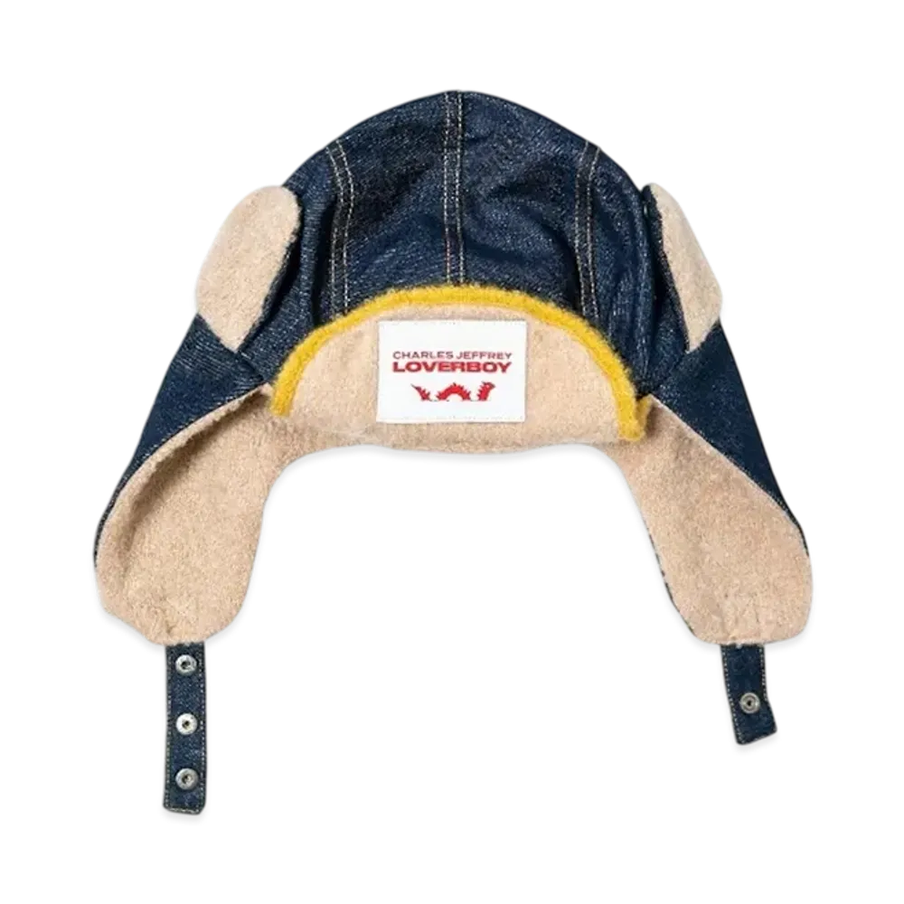 Charles Jeffrey Loverboy Trapper Hat With Knit Patch "Blue"