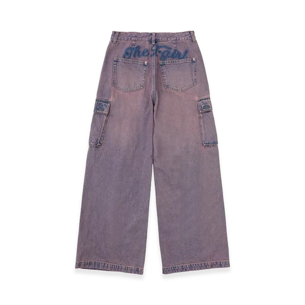 X-Girl Women's Cursive Logo Denim Cargo Pants "Pink"
