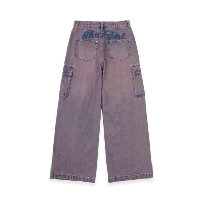 X-Girl Women's Cursive Logo Denim Cargo Pants "Pink"