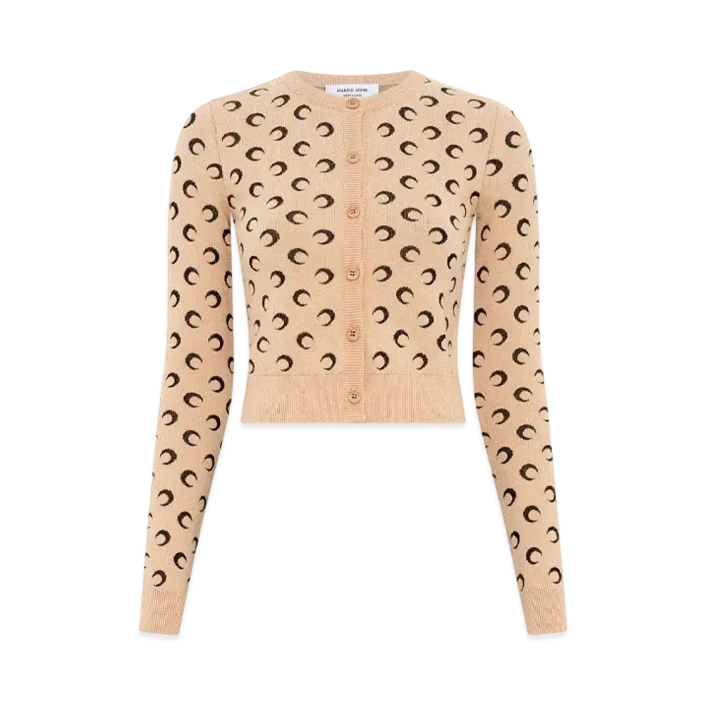 Marine Serre Moon Jacquard Knit Fit Cardigan "Tan Moon"