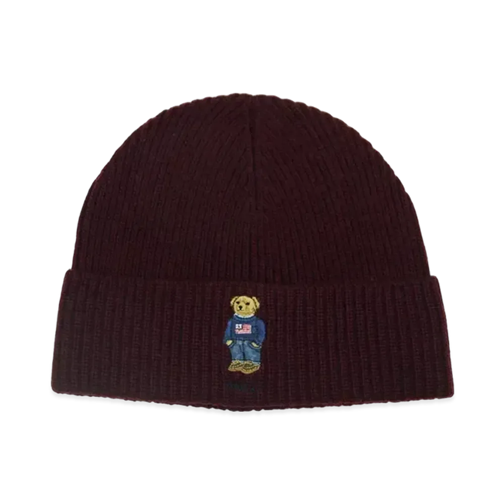 Polo Ralph Lauren Solid Flag Bear Beanie "Burgundy"