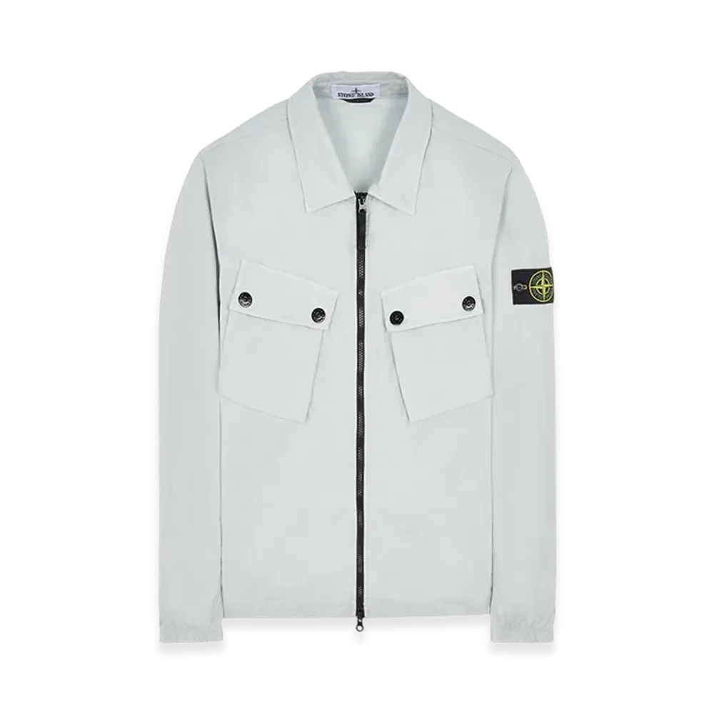 Stone Island 10910 Stretch Cotton Gabardine Garment Dyed Overshirt - 22FW "Light Grey"