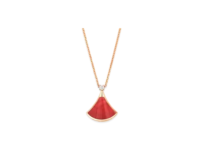 BVLGARI Divas' Dream Necklace With Diamonds and Carnelian "Pink Gold/Red"