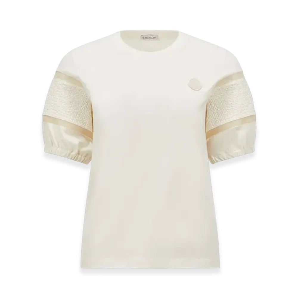 MONCLER Silk Trim Cotton T-Shirt "White"