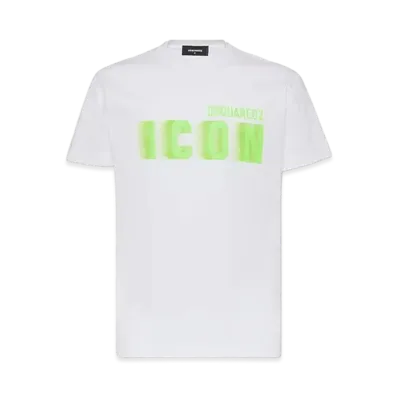 Dsquared2 Icon Blur Cool Fit T-Shirt "White/Green Fluo"