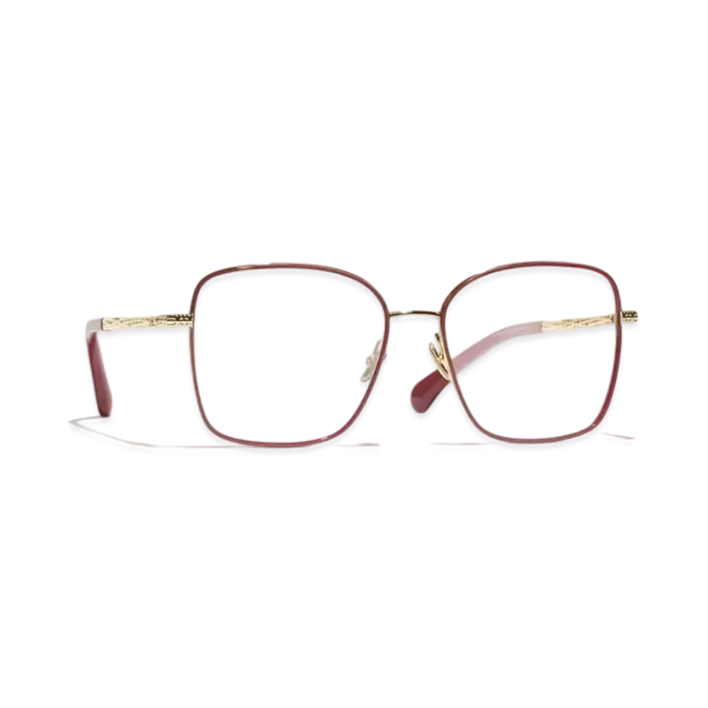 CHANEL Square Eyeglasses Acetate & Metal "Light Gold"