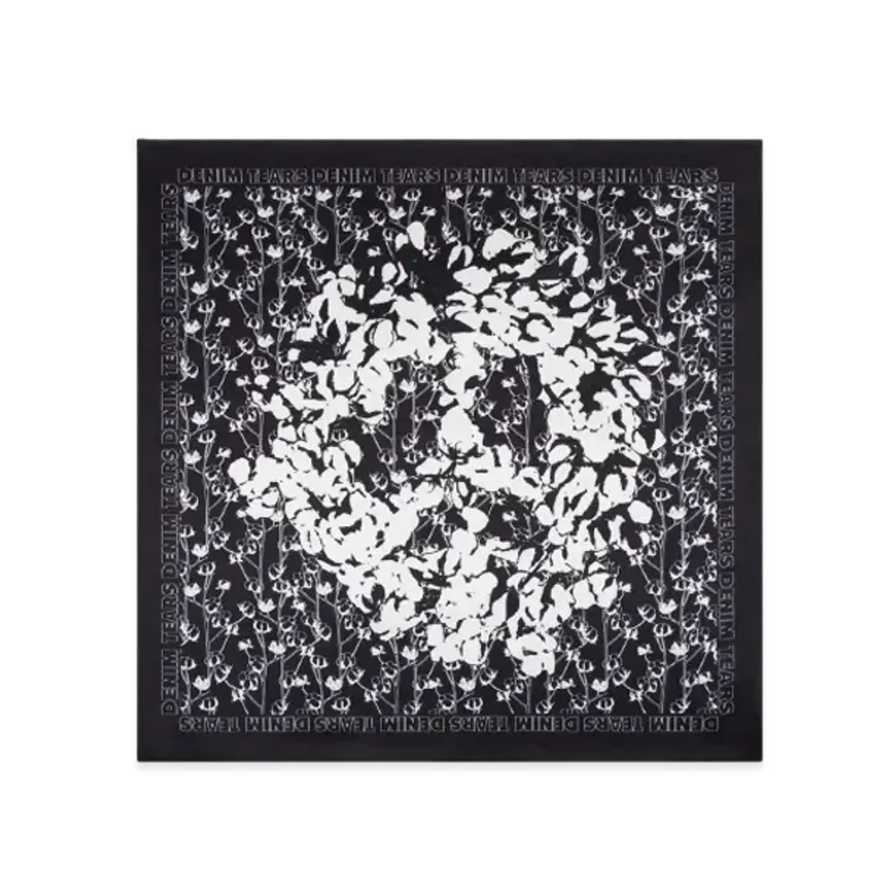 DENIM TEARS Peace Wreath Silk Scarf "Black"
