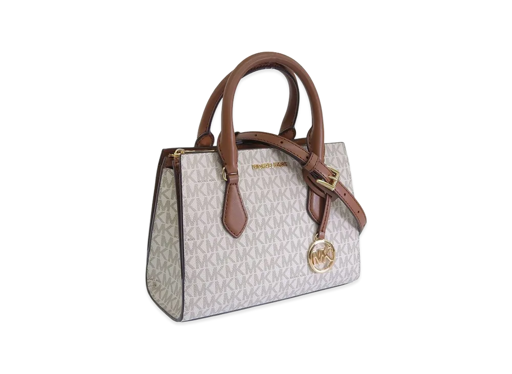 MICHAEL KORS Women's SM CZ Satchel "White/Brown"