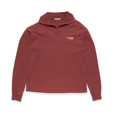 Acne Studios Zip-Up Logo Sweatshirt "Maroon Red"
