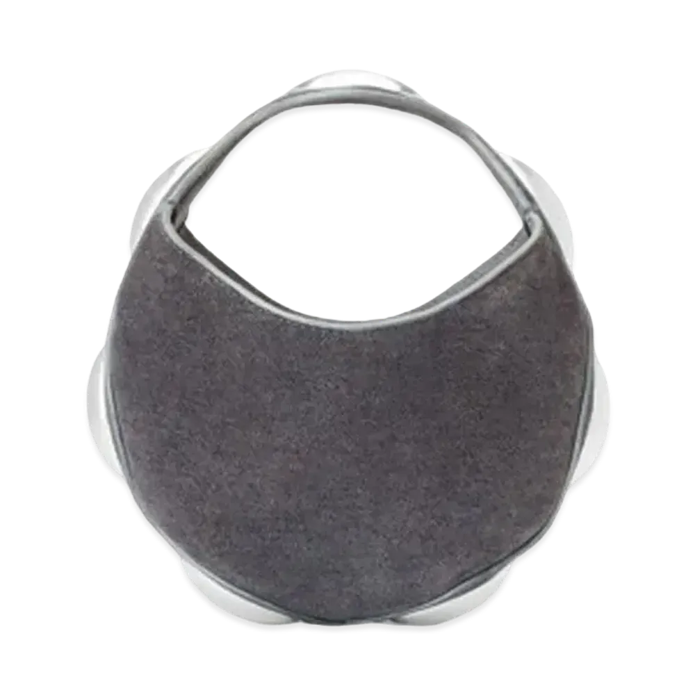 Alexander Wang Dome Trompe L'oeil Denim Leather Circular Top Handle Bag "Gray"