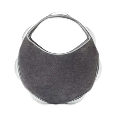 Alexander Wang Dome Trompe L'oeil Denim Leather Circular Top Handle Bag "Gray"