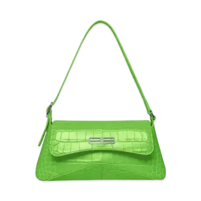 BALENCIAGA XX Crocodile Embossed Small Flip Bag "Green"