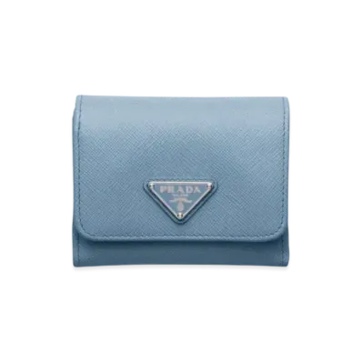 PRADA Small Saffiano Leather Wallet "Light Blue"