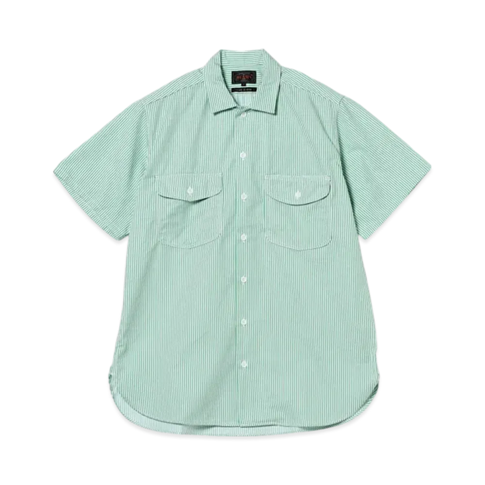 BEAMS Work Short Sleeve Stripe COOLMAX(R) "Green"