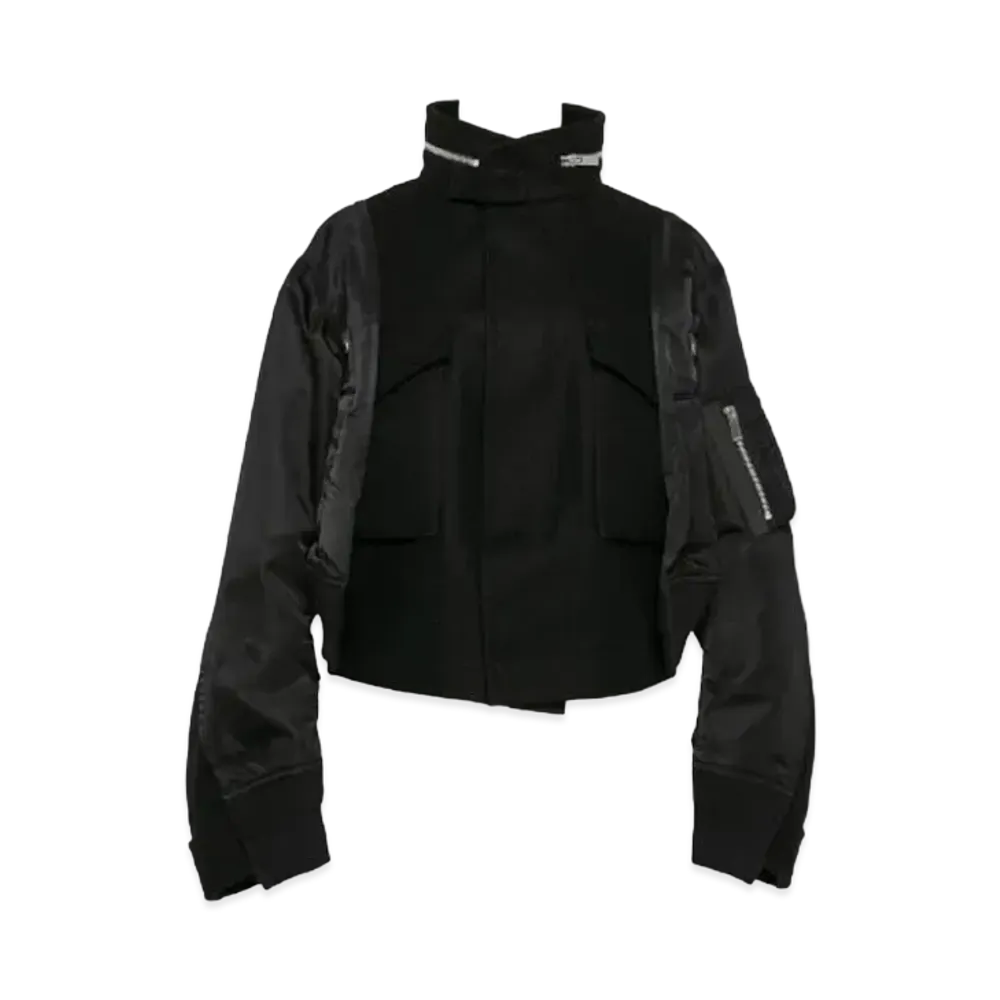 sacai Wool Melton x Nylon Twill Jacket "Black"