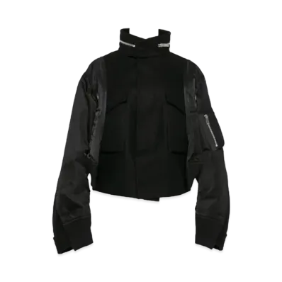 sacai Wool Melton x Nylon Twill Jacket "Black"