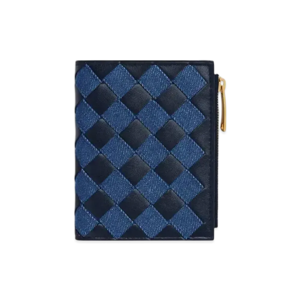 Bottega Veneta Intrecciato Small Bi-Fold Wallet "Abyss/Indigo"