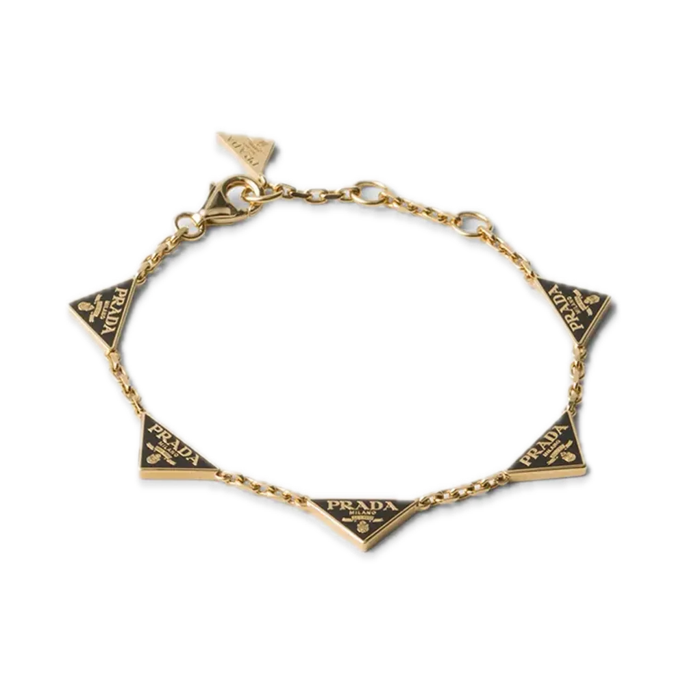 PRADA Enamel Metal Bracelet "Black/Gold"