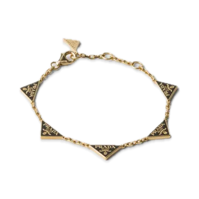 PRADA Enamel Metal Bracelet "Black/Gold"