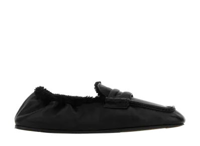 MIU MIU Women's Nappa Leather Ruches Loafers "Black"