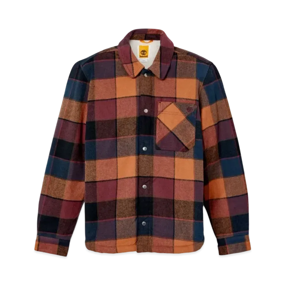 Timberland Men's High Pile Fleece Lined Overshirt "Dark Red"
