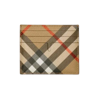 Burberry Tall Check Card Case "Sand"