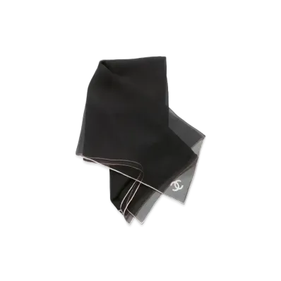 CHANEL Square Scarf Silk Muslin "Black/Pink"