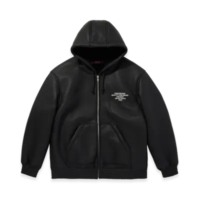 Hide and Seek PU Leather Boa Hooded Jacket "Black"