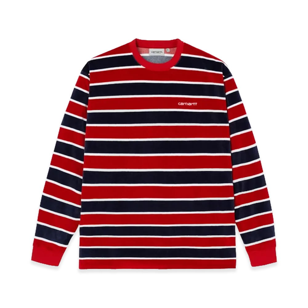 Carhartt WIP L/S Velour Stripe T-shirt "Savvy Red/Blue"
