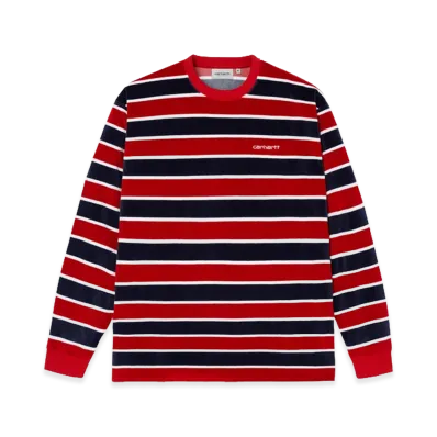 Carhartt WIP L/S Velour Stripe T-shirt "Savvy Red/Blue"