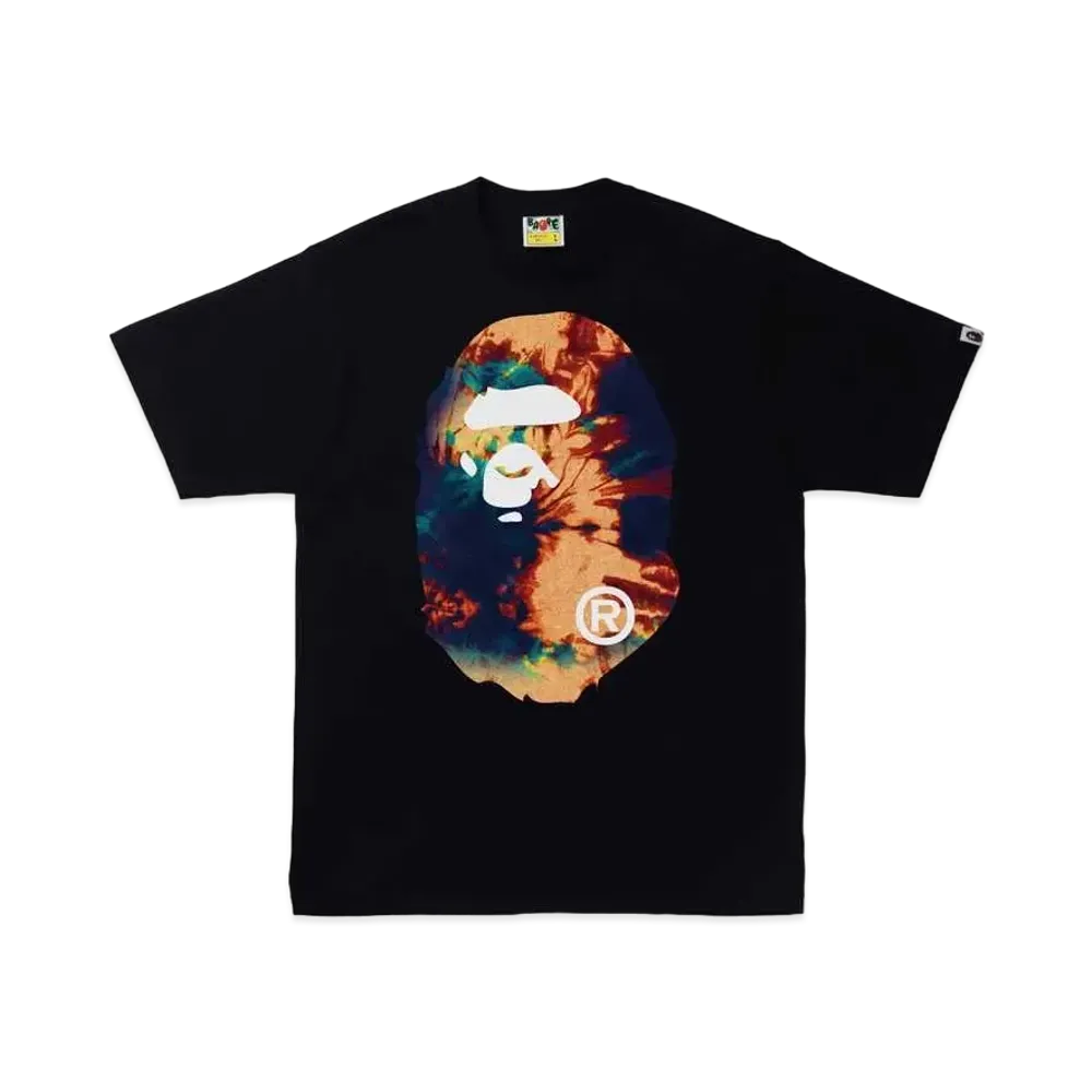 A BATHING APE TIE DYE BIG APE HEAD TEE "Black Navy"