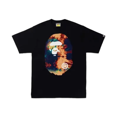 A BATHING APE TIE DYE BIG APE HEAD TEE "Black Navy"