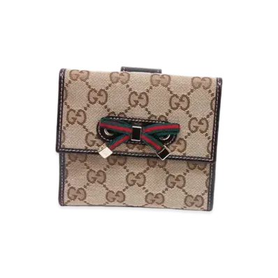 GUCCI GG Canvas Princy Ribbon Wallet "Beige"