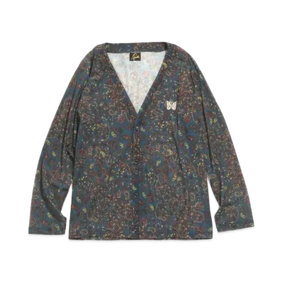 Needles V NECK CARDIGAN - POLY MESH / PAISLEY PT. "Blue"