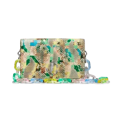 Jimmy Choo Varenne Clutch Glossy Rainbow Elaphe Clutch Bag With Perspecs Chain "Sunrise Mix"