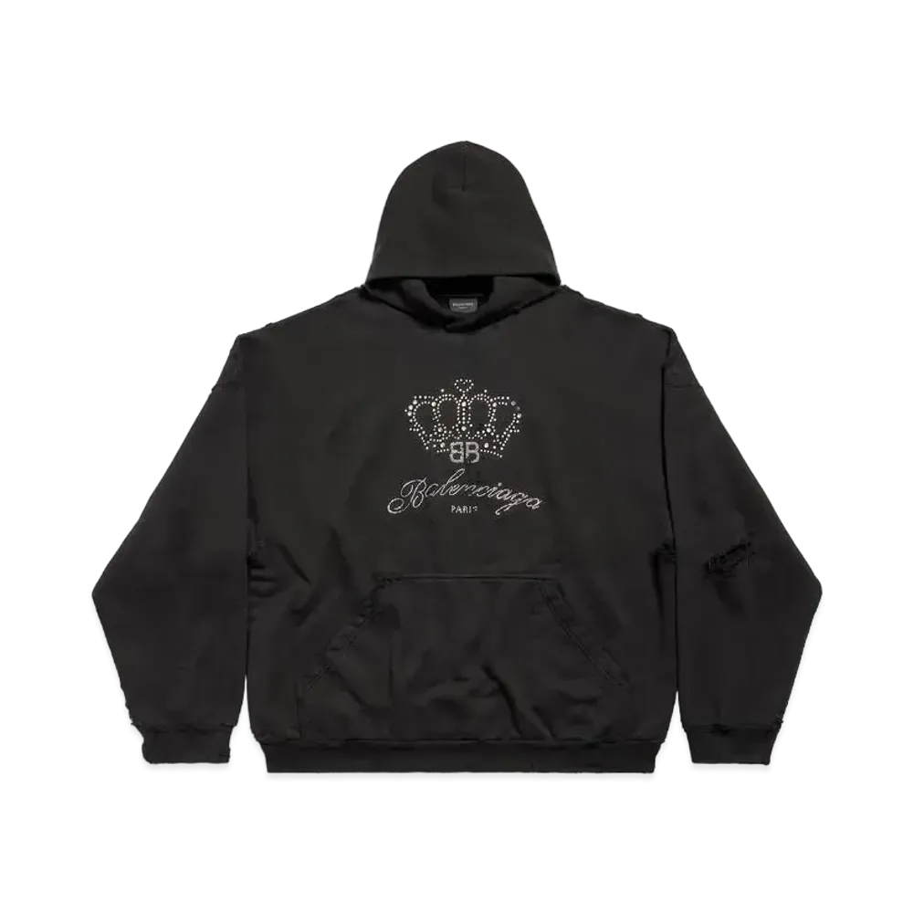BALENCIAGA BB Motel Hoodie Oversized in Archetype Fleece "Black"
