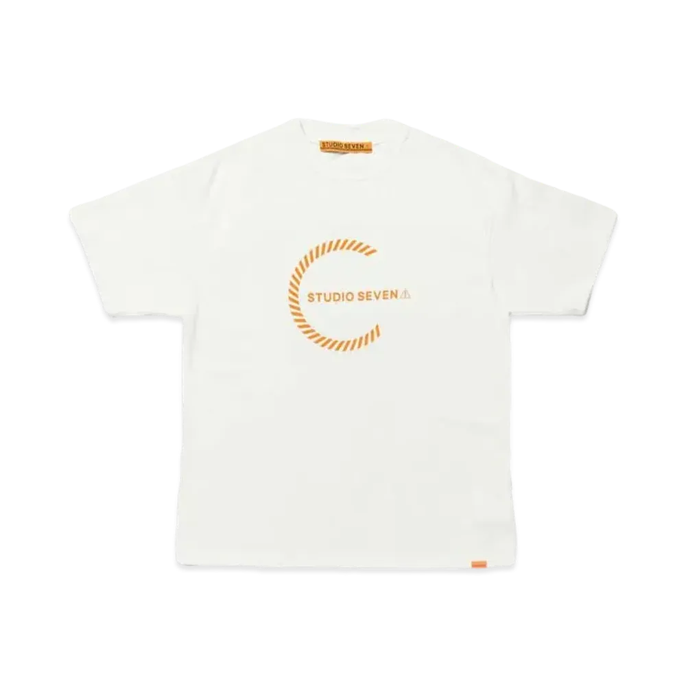 STUDIO SEVEN Circle Caution Logo SS Tee "WHITE"