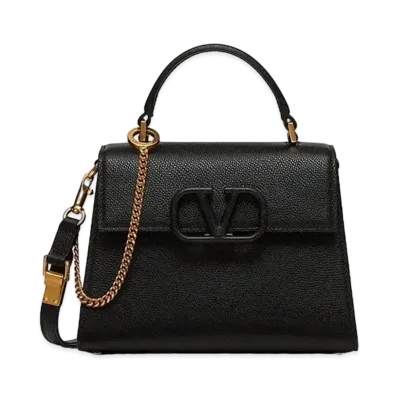 Valentino Small Vsling Grainy Calfskin Handbag "Black"