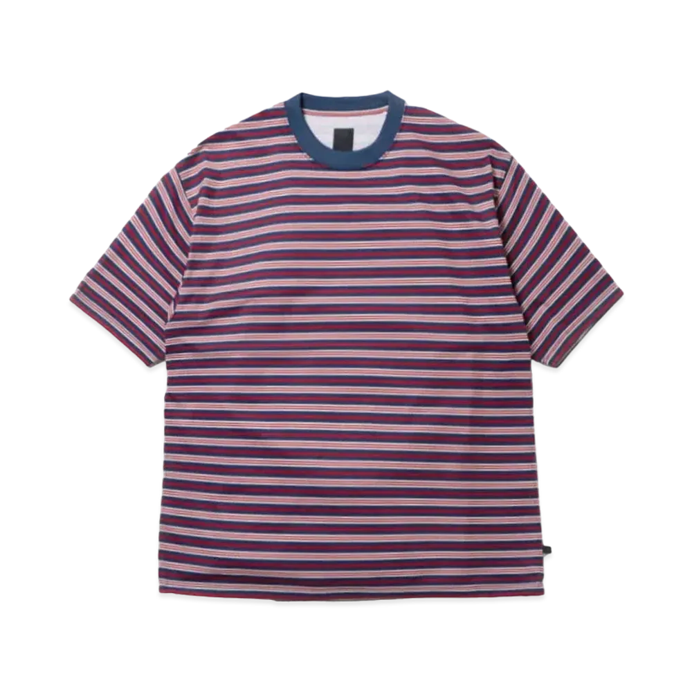 DAIWA PIER39 Tech Drawstring Multi Border S/S Tee "Light Navy x Bordeaux"