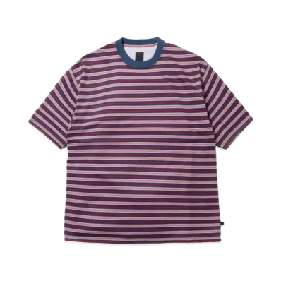 DAIWA PIER39 Tech Drawstring Multi Border S/S Tee "Light Navy x Bordeaux"