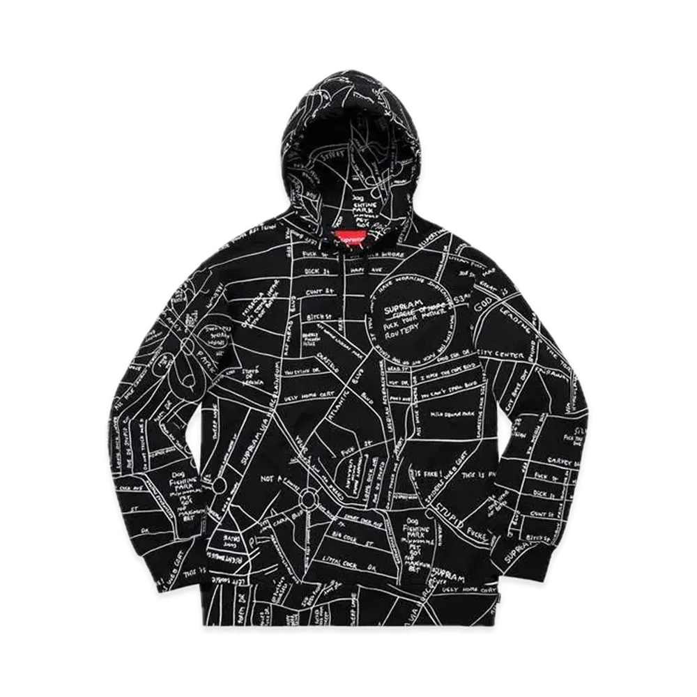Supreme Gonz Embroidered Map Hooded Sweatshirt "Black"